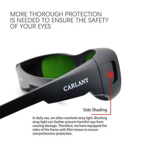 OD 5 Plus IPL Safety Glasses With 200 To 2000 Nanometer Broad Spectrum Absorption UV400 Blocking, side shading detail view.