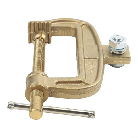 Top Tier 1000 Amp Brass Welding Earth Clamp With C Type Screw Design close-up showing durable brass material for heavy-duty jobs.