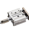 One Piece Adjustable Stroke Pneumatic Air Cylinder With Compact Guide Rod And Straight Shooting Three Axis Actuator, metallic, compact design, precise linear motion.