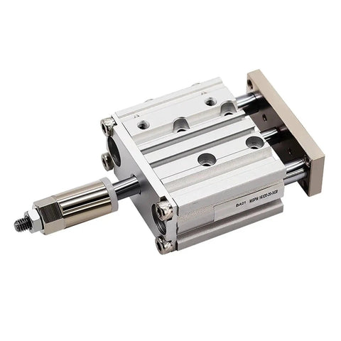 One Piece Adjustable Stroke Pneumatic Air Cylinder With Compact Guide Rod And Straight Shooting Three Axis Actuator, metallic, compact design, precise linear motion.