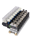 Beefy Eight Valve Pneumatic Solenoid Valve Kit 4V210-08 five way two position base mounted with one quarter inch NPT threads DC 12V