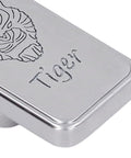 Nifty Tiger Pattern Magnetic Slider Fidget Toy With Built In Rotating Bearing For Instant Anxiety Relief And Daily Stress Busting Pocket Play Sweet Metal Sensory Push Gadget To Chill Out While Commuting, metallic finish with tiger design.