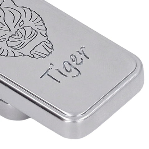 Nifty Tiger Pattern Magnetic Slider Fidget Toy With Built In Rotating Bearing For Instant Anxiety Relief And Daily Stress Busting Pocket Play Sweet Metal Sensory Push Gadget To Chill Out While Commuting, metallic finish with tiger design.