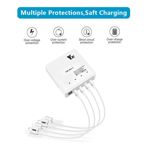 6 In 1 Rapid Multi Charging Hub For DJI Mini 4K Mini 2 And Mini 2 SE Drones with safety protections diagram