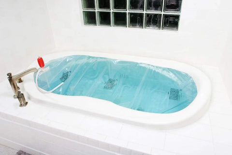 Emergency Bathtub Water Storage Bladder Kit Up To 100 Gallons BPA Free Food Grade Materials Ready For Hurricane Disaster Prep Keeps Your Family Hydrated In Crises filled in bathtub