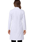 Back view of White Lab Coat For Women With Long Sleeves, 1 Pack, Small Size, Professional Medical Coat With Side Slit