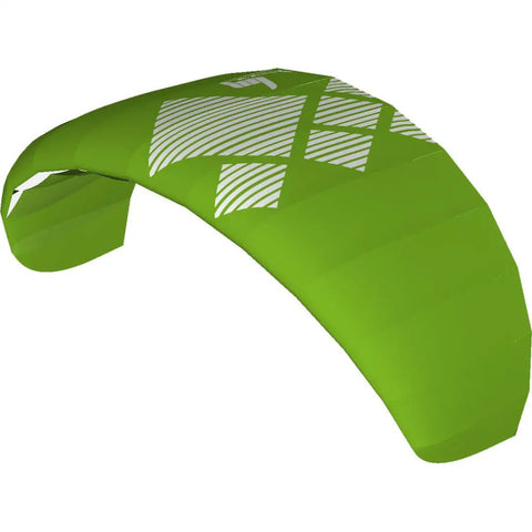 Green Fluxx 1.8 R2F Trainer Kite with white patterns, beginner-friendly power kite for stable flight and easy setup.