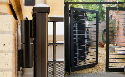 Heavy Duty 7 Inch Gate Hinges 2 Pack Black Iron Barrel Style Weld On For Swing Gates Trailer Ramp Gates And Doors 900 Lb Capacity