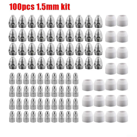 Plasma Cutter Consumables Kit 1.5mm Electrodes Nozzle Shield Cup 100pcs For Amico APC 70HF P80 Torch Replacement Parts