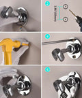 Adjustable Solid Brass Shower Head Holder Wall Mount That Is Built To Last, Rustproof, Heavy Duty Bracket For Any Shower, Dope Bathroom Upgrade, No Plastic, Durable And Corrosion Resistant. Chrome brass wall mount shower head holder being installed