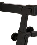 Close-up of black Heavy Duty Folding Z Keyboard Stand With Adjustable Height From 23.5 To 36.5 Inches, showing locking knobs.