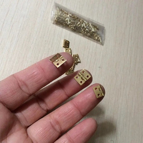 12Pcs Gold Butt Hinges For Small Cabinets And Drawers Jewelry Boxes Dollhouse Miniatures And Music Boxes 8mm Long 10mm Wide Mini Hinges