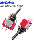 8 Pack SPST Mini Toggle Switches On Off 2 Terminal 2 Position 6A 125V 3A 250V For DIY Car Dash And Electronic Projects