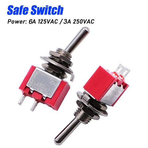 8 Pack SPST Mini Toggle Switches On Off 2 Terminal 2 Position 6A 125V 3A 250V For DIY Car Dash And Electronic Projects