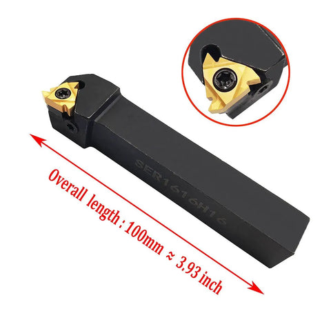 Pro Grade Lathe Tool Holder With Indexable Threading Inserts For Smooth Turning, Five Eighths Inch Shank, SER1616H16, Heavy Duty 40Cr Steel