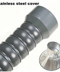 Heavy Duty 4 To 8 Inch Flexible Duct Collector Arm Featuring Slick Articulated Fume Extractor Hose For Welding Laser And Soldering With Removable Stainless Steel Hood showing gray duct and stainless steel hood