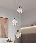 Lit Modern Crystal Round Raindrop Chandelier With Dimmable Pendant Lights In Luxury Chrome Finish, 3 lights over bedroom