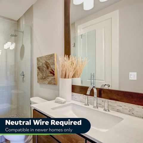 Modern bathroom with Circulator Switch With Hourly Fresh Air Timer For Ceiling And Wall Vent Fans Auto Countdown Off After Set Time
