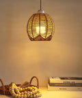 Vintage Rattan Pendant Light Shade Set For Home Cafe And Teahouse Decor Handwoven Wicker Basket Lampshades Display