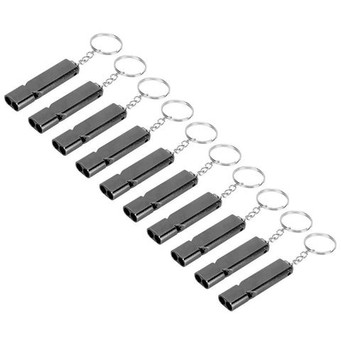 Emergency Survival Whistle 10 Pack Aluminum Alloy Double Tube High Frequency Loud Whistle