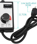 Inline Router Fan Speed Controller For AC Brushed Motors, 120V, 500W-1800W, 3-Setting Dial, grounded plug visible