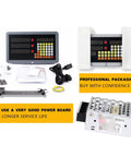 Pro Shop Digital Caliper And Triple Axis Digital Readout Set With 0.001mm Precision Linear Steel Bars with cables and power board.