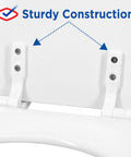 Close-up of durable hinges on the Round Wood Toilet Seat With Easy Off Hinges, Wiggle Free Design, and Antimicrobial Protection