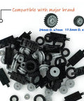 City Car Wheels Tires And Axles Kit Set For Vehicles And Trucks Dope Compatibility With Major Brand Parts Classic Pieces And Accessories Bulk Bricks Sets For Construction Toys And Diy Build Play with black and grey components displayed