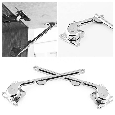 Beefy Lift Up Lid Support Door Stay Piston Hinge with thick steel base for heavy-duty doors, shown in silver metal.