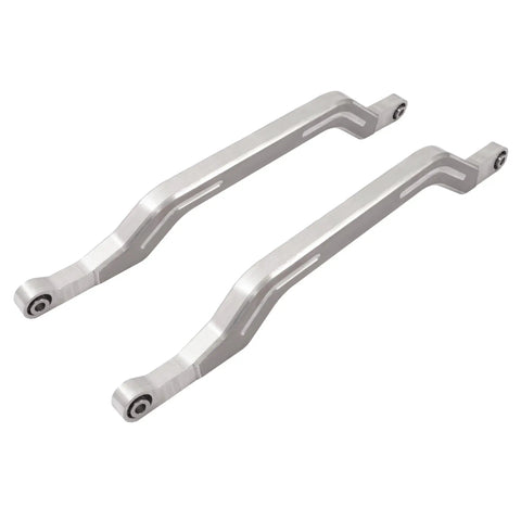 Lower Arched Radius Rods Arms For Polaris RZR XP 1000 RS1 Turbo 2014 To 2023 Aluminum Upgrade, 10mm Early Models And 12mm Late Models, Heavy Duty Off Road Steering And Suspension Enhancement, two silver aluminum arms