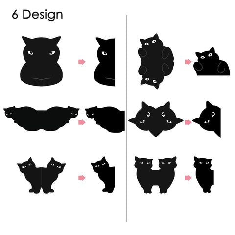 Six Pack Cute Cat Magnetic Bookmarks Clip Set for Readers and Students, assorted cat designs shown