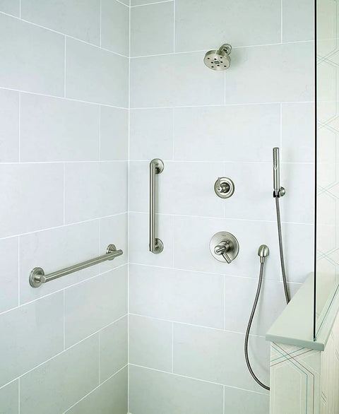 Concealed Mount 24 Inch Stainless Steel Grab Bar For Shower And Toilet, Heavy Duty Bathroom Safety Rail Supports Up To 450 Lbs, Zinc Posts, ADA Weight Requirements Exceeded