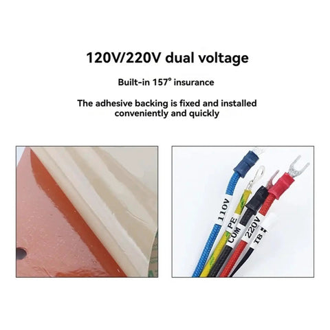 K2 Plus Heated Print Bed Silicone Heating Pad For 3D Printer Hot Bed Replacement And Upgrades Premium Flexible Silicone Heat Pad For Faster Even Bed Heating And Reliable Prints, 120V/220V wires