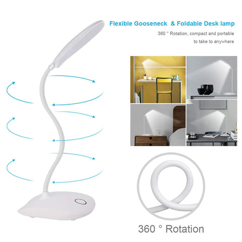Go To Desk Lamp With Flexible Gooseneck And Three Level Brightness Battery Operated Table Lamp 5W room uses