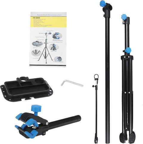 Adjustable 42.5 To 74 Inch Bike Repair Stand Portable Foldable Bicycle Workshop Rack components and instruction manual