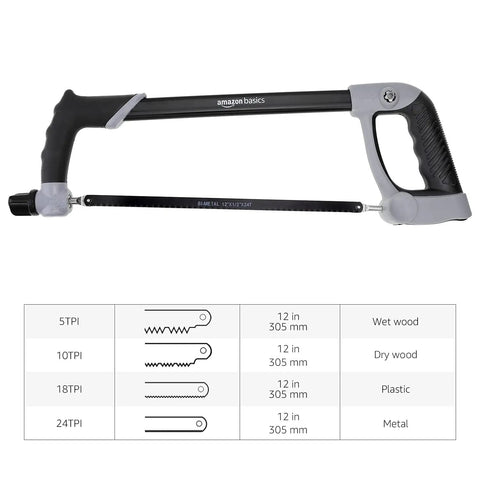 Heavy Duty 12 Inch Bi-Metal Hacksaw Blades 4 Piece Set With Super Sharp Killer Edge Cutting 5 10 18 24 Tpi Options for tough metal work.