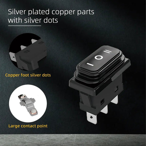 Beefy Dual Pack 30A SPDT KCD3 Waterproof Rocker Switch 125V 250V AC On Off On 3 Pins 3 Position Toggle With UL Certification