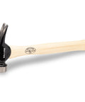 All American Trim Hammer, 16 Oz Finish Hammer With 14 Inch Straight Hickory Handle, Smooth Face, Built Tough For Finishing And Trim Work, Made In The USA VN01600 1600, showing side profile.