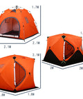 Kick Back In This Pop Up Ice Fishing Tent For Three To Five Crew Beat The Cold Hub Shelter showing dimensions and angles of the tent.