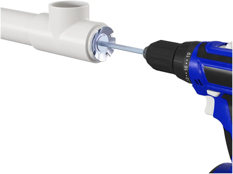 Socket Saver 2 Inch Carded For Removing Broken Schedule 40 Plastic Pipe From Plastic Fittings in use with drill