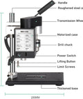 Detailed view of Portable Benchtop Drill Press With Cnc 775 Motor And Flexible Shaft showing components like drill chuck, handle, and power switch.