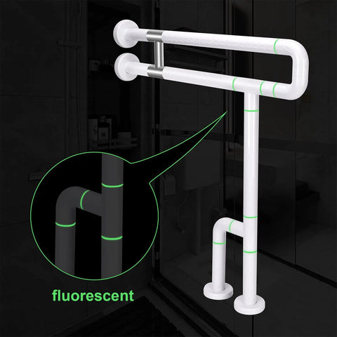 28 Inch Stainless Steel Toilet Grab Bar With Anti Slip Nylon Coating Handrail For Elderly Bathroom Safety And Handicap Shower Bath Rail, white, non-slip, fluorescent highlights