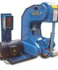 Built Tough Three Wheel Variable Radius Belt Grinder With Quick Release Setup And Inverter Driven Variable Speed for metal finishing.