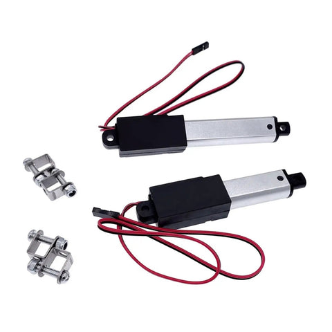 Electric Linear Actuator 12V DC Motor With 30mm And 50mm Stroke Options 30N 60N Or 100N, shown with mounting brackets