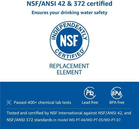 NSF certified replacement element for PF-01A Plus Beefed Up Water Filter Replacement For Pitcher Filtration Systems NSF Certified Reduces Lead PFAS PFOA PFOS And Chlorine Lasts Up To 3 Months Or 200 Gallons 1 Pack Works With WD PT 05 WD PT 07 WD PT 04 WD PT 72 WD PT 61