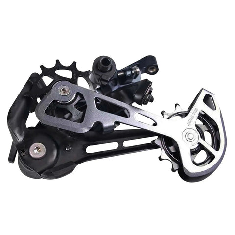 12 Speed Rear Derailleur Rd M7120 SGS for mountain bikes with direct mount, cushioned pads, and 13T pulley wheel shown from side angle