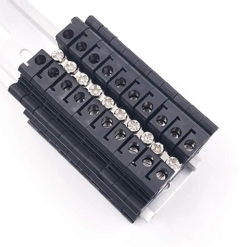 10 Pack Fixed Bridge Jumpers For DIN Rail Terminal Blocks FBI 10 6 10 Pole Nickel Plated Brass Silver, side view