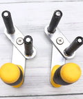 Heavy Duty Gypsum Board Lifter Tool For Quick Ceramic Tile Transport With Adjustable Angle Alloy Design For Labor Saving Hauling Drywall Sheets Safe And Durable Hand Truck Solution, rack with yellow and black knobs.