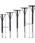 Top Shelf Adjustable Height Table Legs Set Of Four Black Modern Stainless Steel showing adjustable heights 52cm to 75cm.