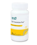 Front view of SFI Health Cal-Assimilate Plus bone support supplement bottle with 150 capsules, featuring multiple calcium sources and key minerals for strong bones.